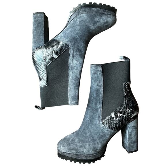 ALL SAINTS Sahara Snakeskin Embossed Suede Bootie Size 39 gray  NEW - Picture 3 of 9
